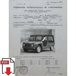 1969 Citroen Mehari (AK srie B) FIA homologation form PDF download